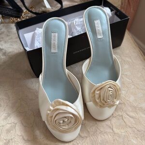 Nine West Cream Kitten Heels with Floral Detail